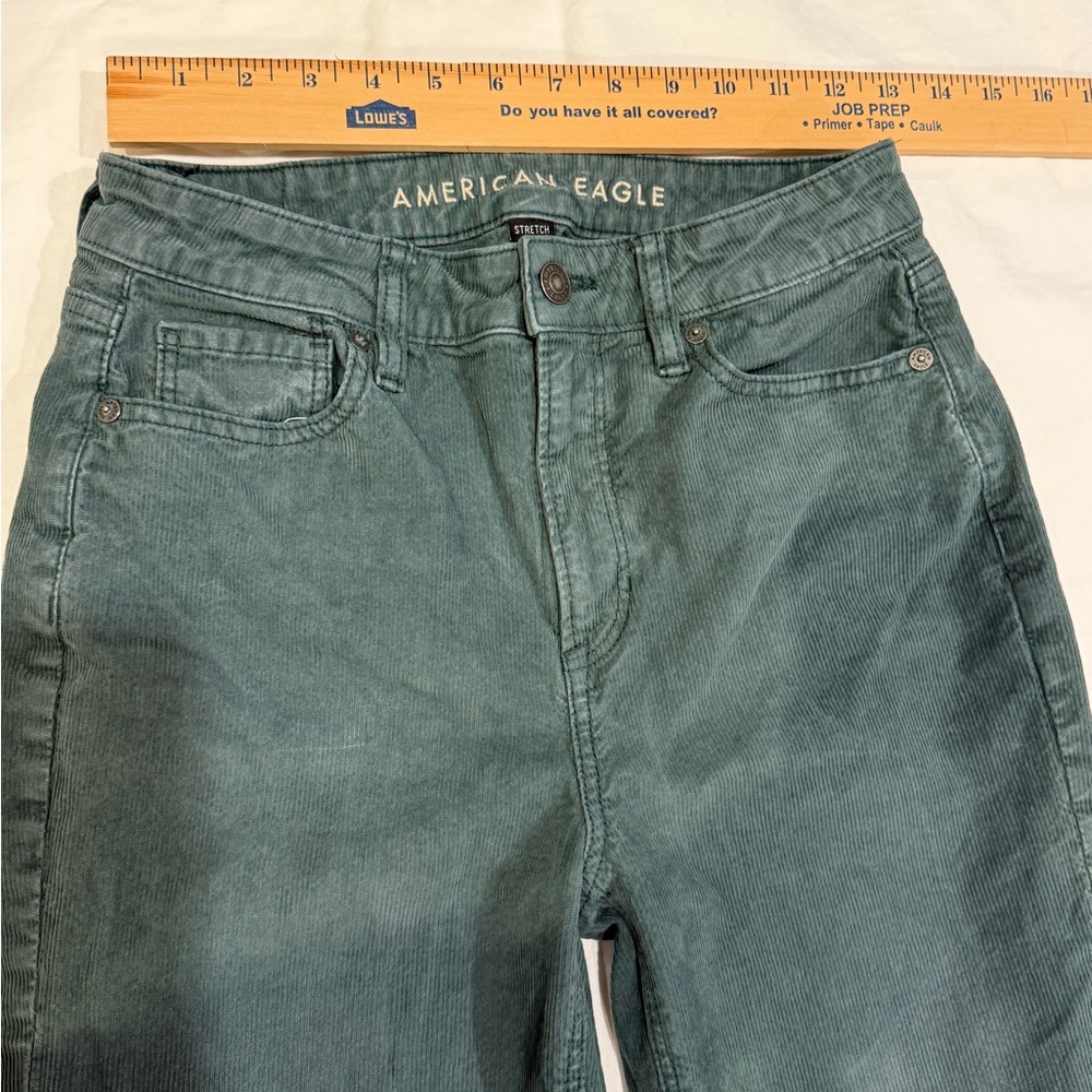 American Eagle Mom Straight Corduroy Pants Green Size 4 Stretch - Picture 6 of 11